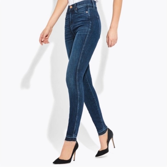 AYR The Riser High Rise Skinny Jeans Women 27 Dark Wash Raw Hem